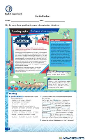 Reading comprehension:History tours in Boston