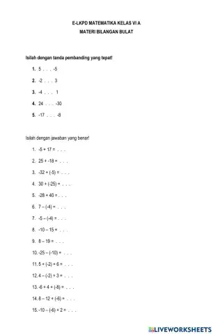 E lkpd bilangan bulat