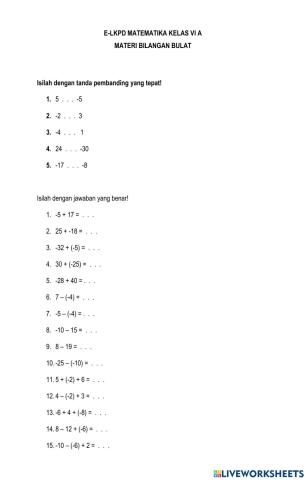 E lkpd bilangan bulat