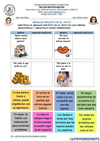 Mensaje explícito del texto