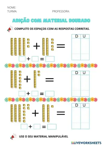 Adição com Material Dourado