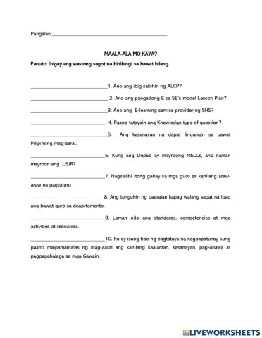 Paunang Gawain sa INSET Day 8