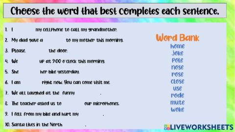 Words with long o and u