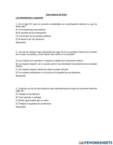 Guía chile siglo xx