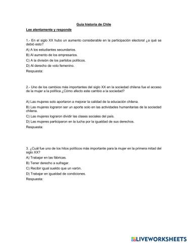 Guía chile siglo xx