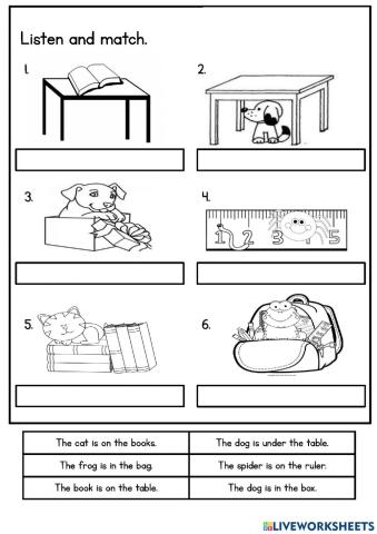 Prepositions in on under