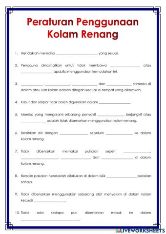 Peraturan Penggunaan Kolam Renang