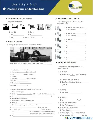 English On Unit 1 ( 1 & 2 )
