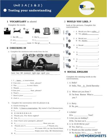 English On Unit 1 ( 1 & 2 )