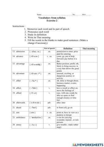 Vocab Syllabus
