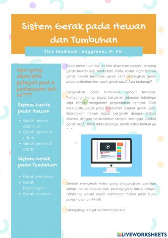 Sistem Gerak pada Hewan dan Tumbuhan