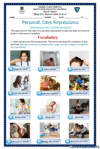 Activity 5. Personal Care Expressions