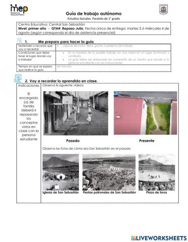 Guía de Trabajo Estudios Sociales: Comunidad de San Sebastián