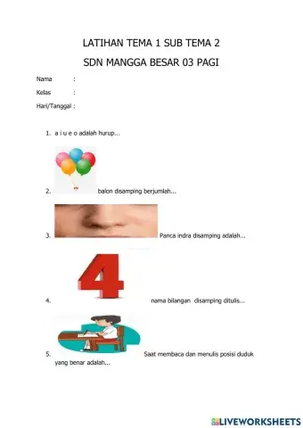 Ulangan tema 1 sub tema 2