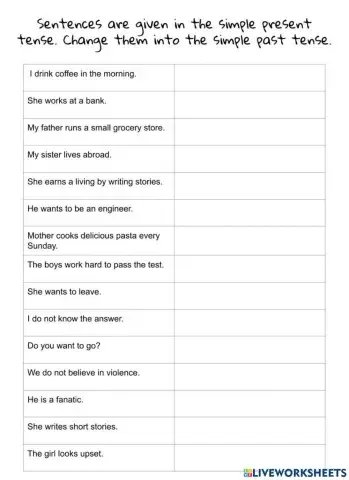 Change Present Simple Tense to Simple Past Tense