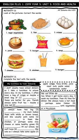 UNIT 5: FOOD AND HEALTH (pg3)