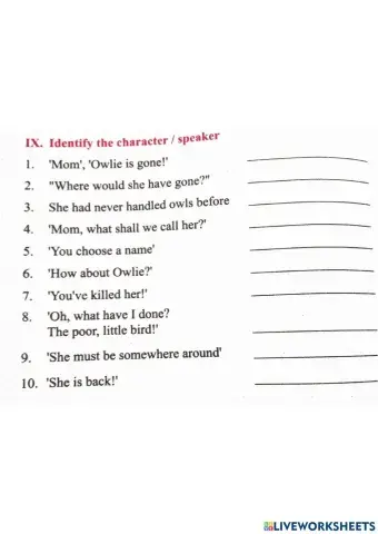 Identify Character, Choose the best option & Rearrange the sentences