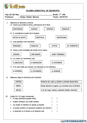 Evaluación de geografía