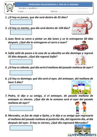 Problemas relacionados a los días de la semana