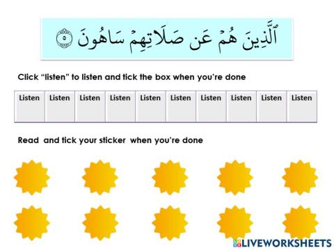 Borang tikrar (al-Maun ayat 5)