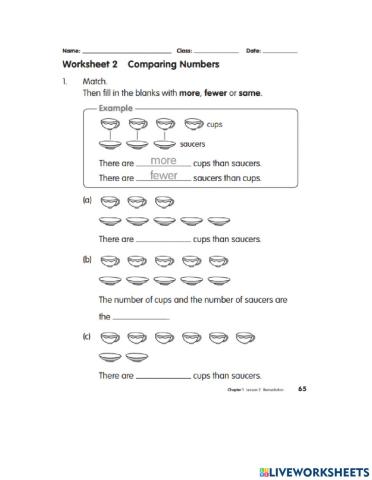 Comparing Numbers: Remediation Worksheet