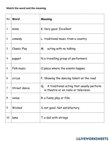 YL6 Unit 15: Vocabulary