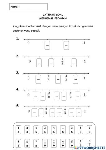Latihan garis bilangan pecahan