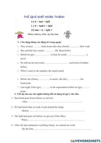 Thì quá khứ hoàn thành