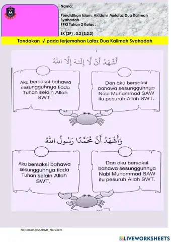 M28 dua kalimah syahadah (3.2.3) ppki thn 2