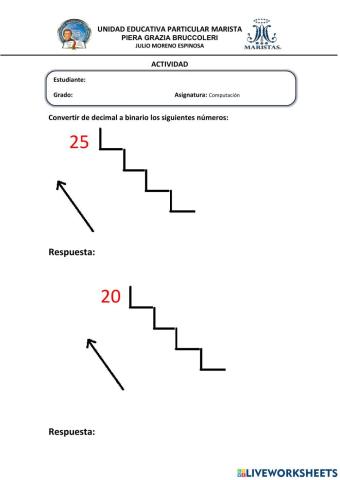 Conversión decimal binario