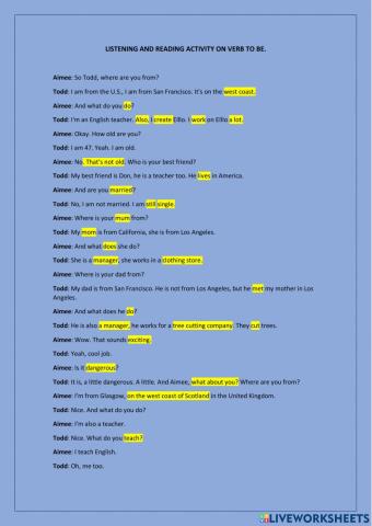 Verb be with conversation