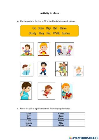 Activity in class. Past simple