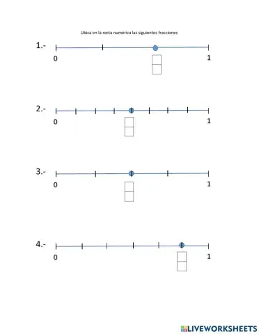 Ubicar fracciones en recta numérica