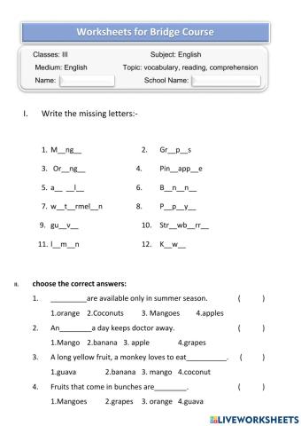 Reading comprehensions