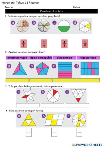 Matematik Tahun 2 - Pecahan (Latihan)
