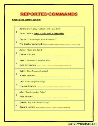 Reported Speech Commands