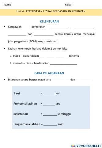 Unit 6: kecergasan fizikal berdasarkan kesihatan