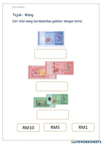 Menentukan nilai wang kertas Malaysia