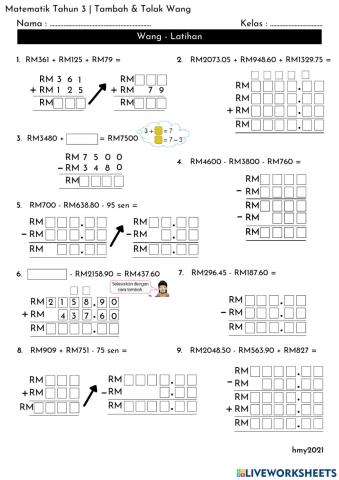 Matematik Tahun 3 - Tambah Tolak Wang