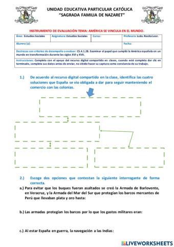 Instrumento de evaluación: América se vincula en el mundo.