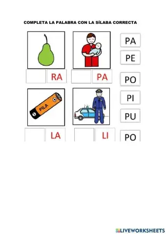 Silabas con la letra p