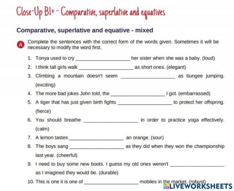 Comparatives, superlatives and equatives