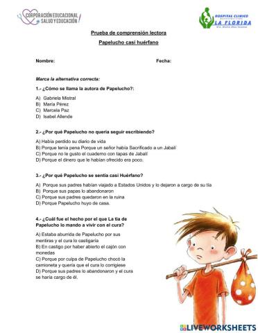 Evaluación Papelucho casi huérfano