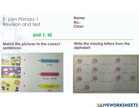 E-pen 1- Revision and test