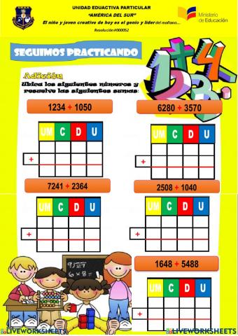 Sumas de cuatro cifras