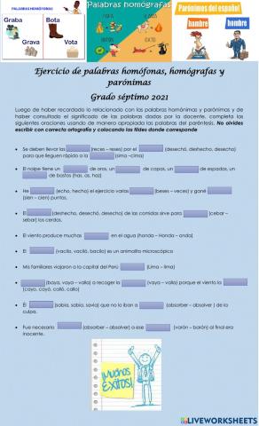 Palabras homófonas,homógrafas y parónimas