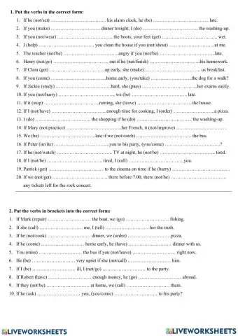 Conditionals Zero and 1