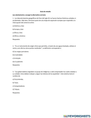 Guía conquista de américa