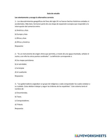 Guía conquista de américa