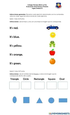 Evaluación Primero Primaria
